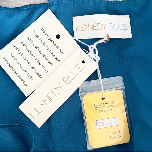 NWT Peacock Blue Chiffon Tea Length Dress, size 6 - Picture 5 of 7